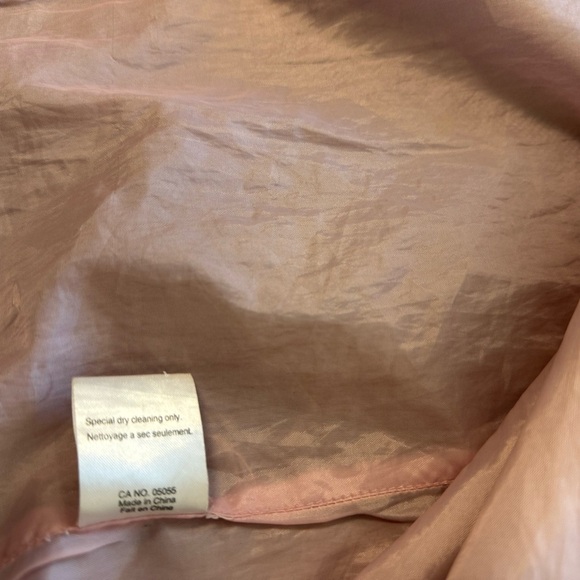 OXMO (Denmark) L wool blend EUC Brown Trench Coat with Pink Floral Design - Picture 10 of 14